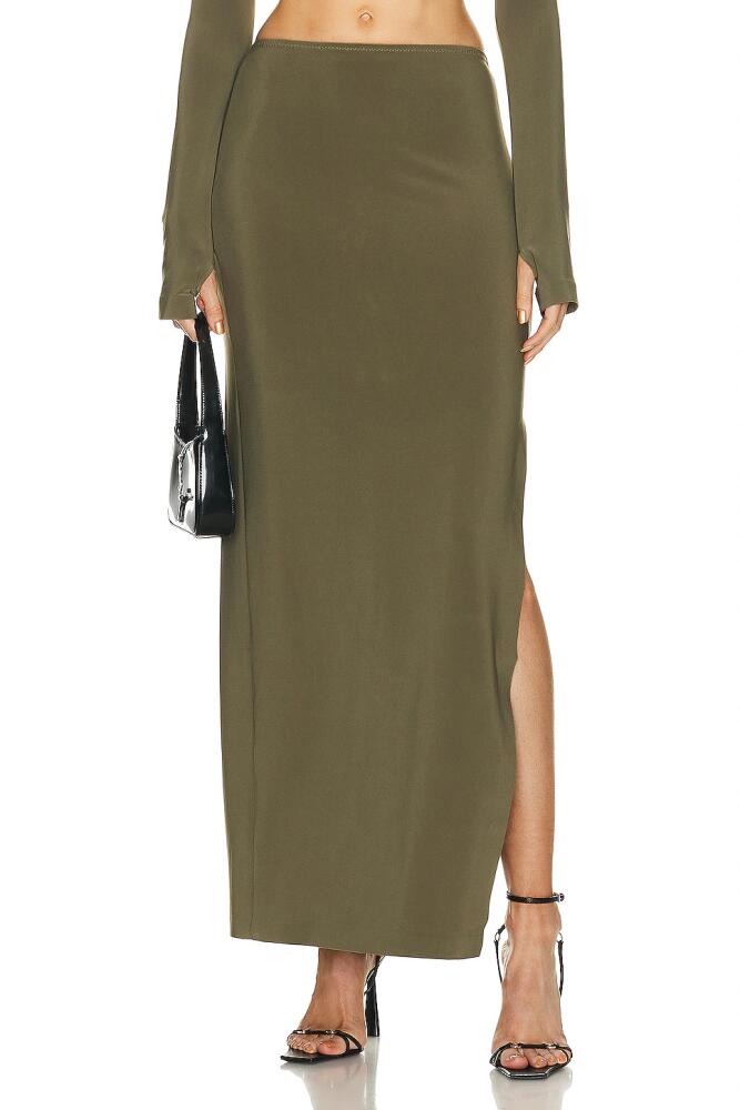 Norma Kamali Side Slit Long Skirt in Army Cover