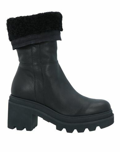 Voile Blanche Woman Ankle boots Black Calfskin, Shearling Cover