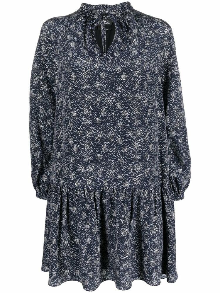 A.P.C. printed peplum-hem dress - Blue Cover