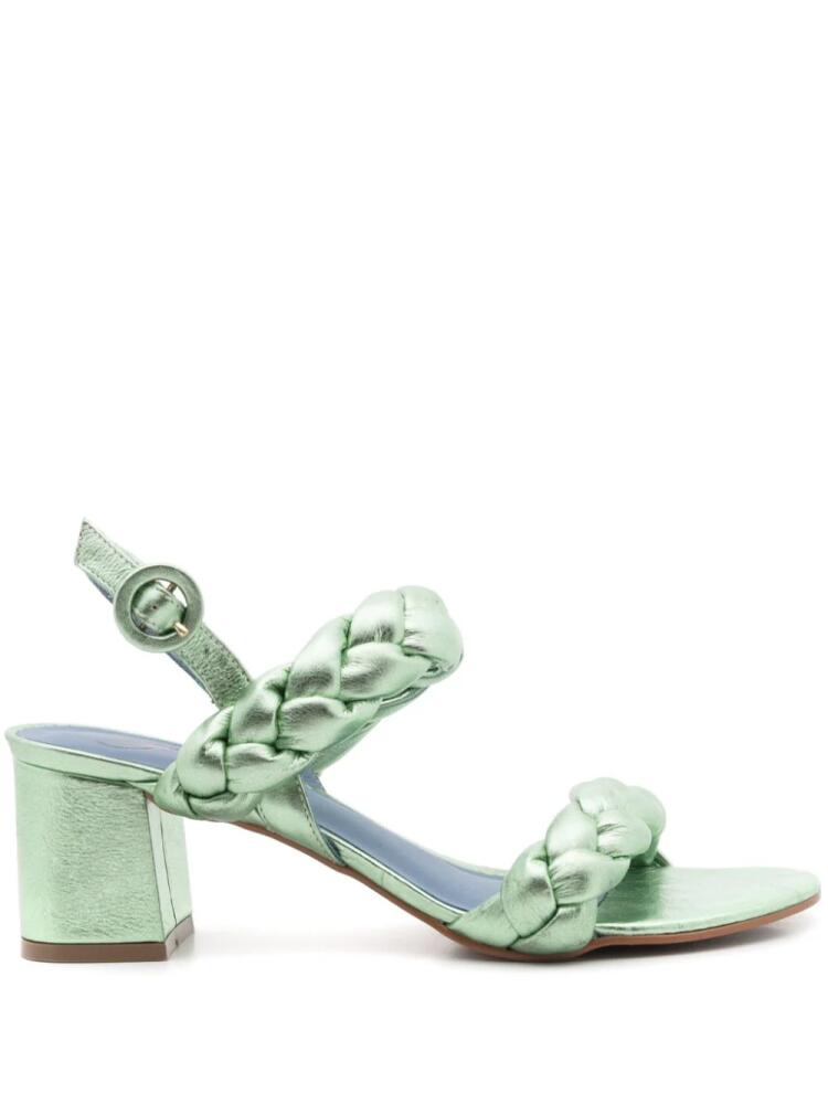 Blue Bird Shoes 65mm metallic braided leather sandals - Green Cover