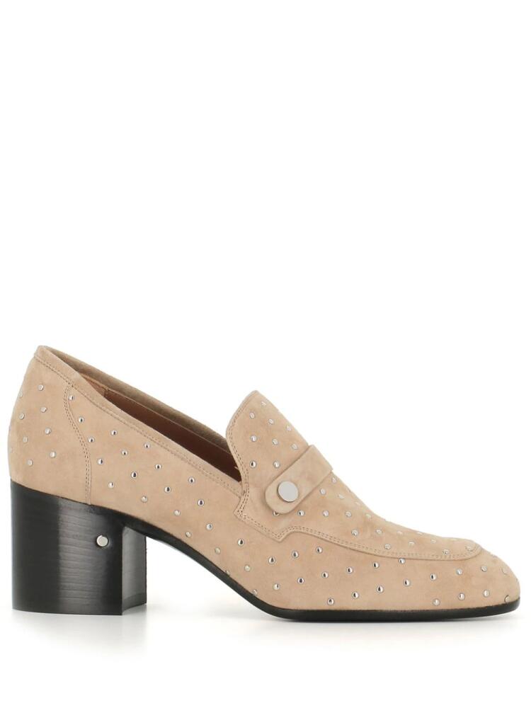 Laurence Dacade 70mm stud-embellished suede loafers - Neutrals Cover