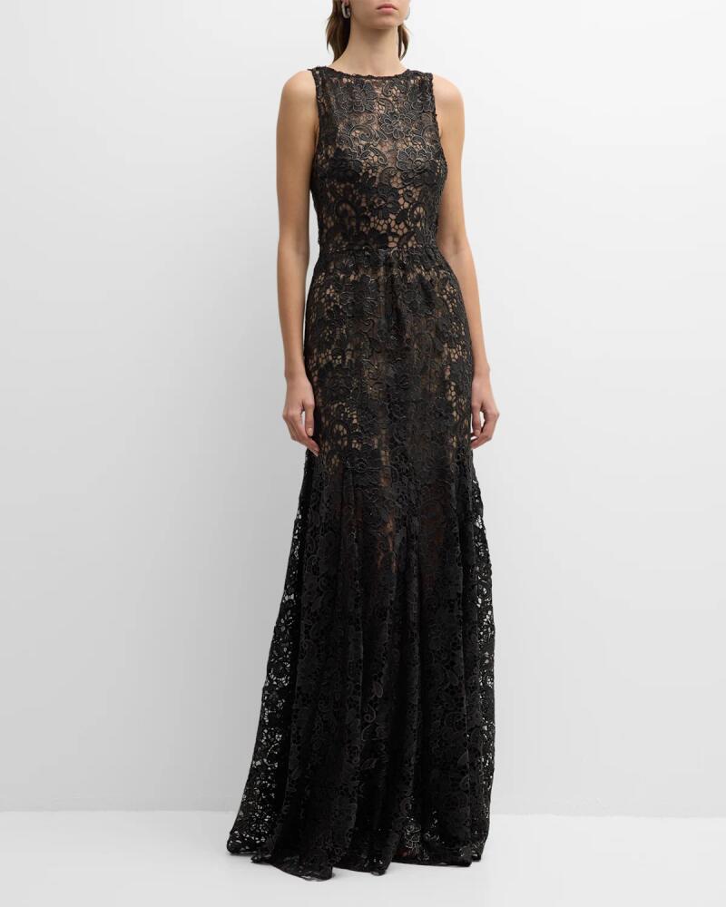 Dress the Population Black Label Laurel Sleeveless Floral Lace A-Line Gown Cover