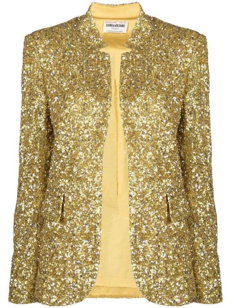 Zadig&Voltaire sequin button-front blazer - Yellow Cover