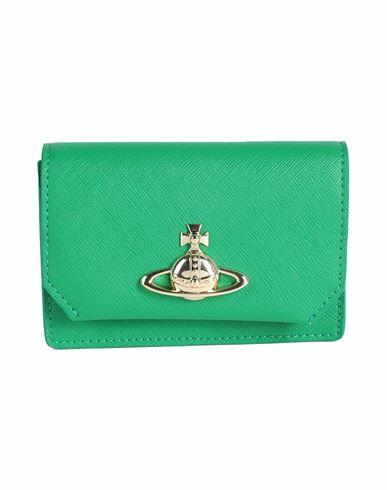 Vivienne Westwood Business Card Holder Woman Document holder Green Polyurethane, Recycled polycotton, Polycotton Cover