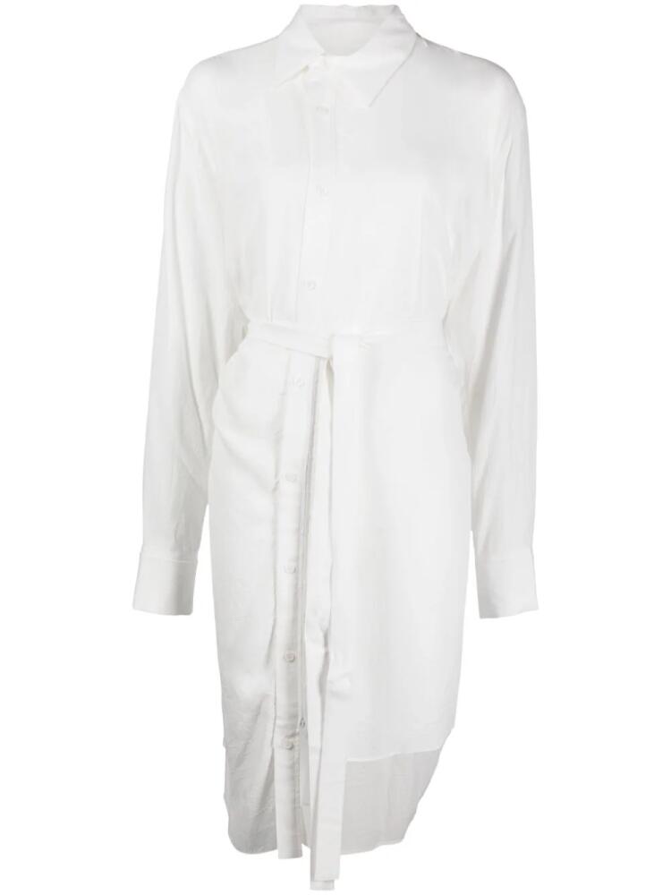 Yohji Yamamoto tied-waist asymmetric shirt - White Cover