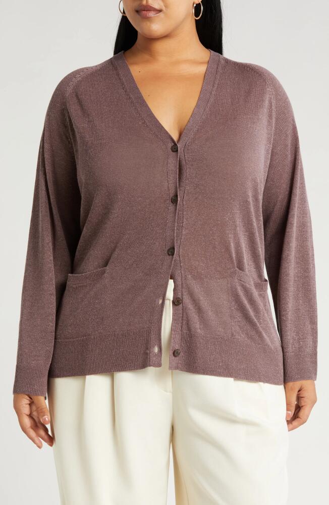 Nordstrom Linen Blend Cardigan in Grey Plum Cover