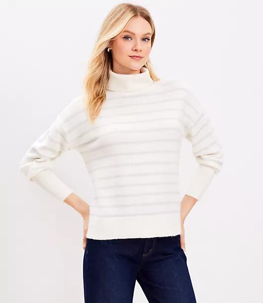 Loft Shimmer Stripe Turtleneck Sweater Cover