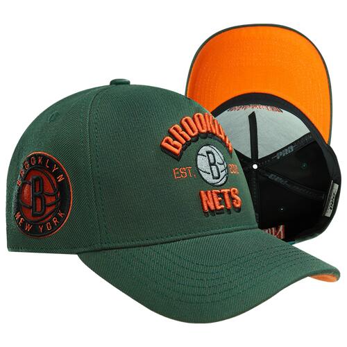 Pro Standard Mens Pro Standard Nets Script Pinch Front Snapback - Mens Orange/Olive Cover