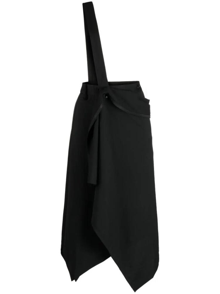 Yohji Yamamoto adjustable shoulder-strap draped skirt - Black Cover