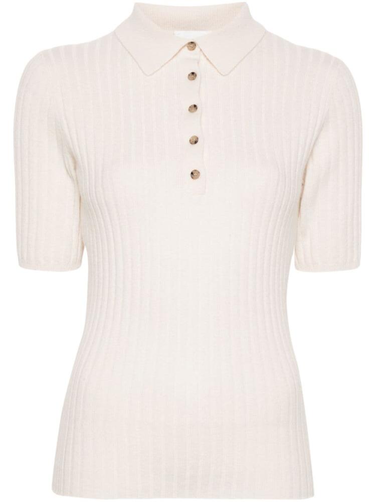 Allude ribbed-knit polo shirt - Neutrals Cover