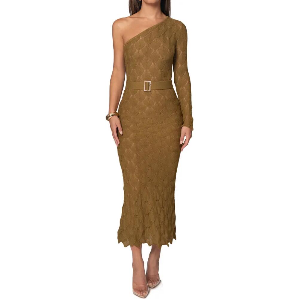 JLUXLABEL La Costa One-Shoulder Maxi Sweater Dress in Olive Cover