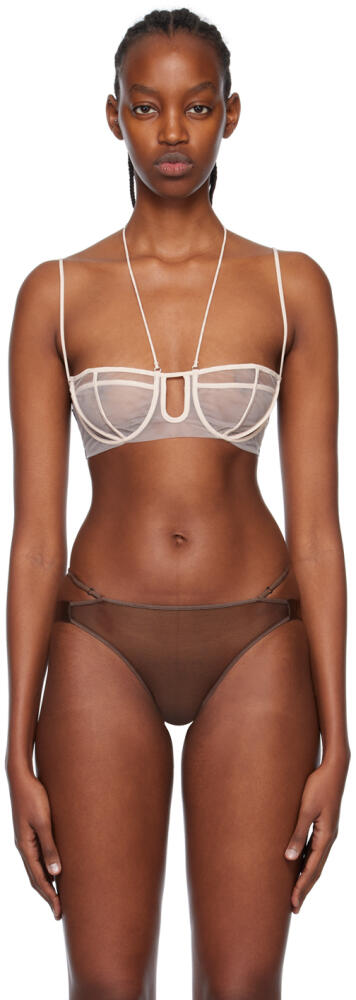 Nensi Dojaka SSENSE Exclusive Beige Triple Petal Bra Cover