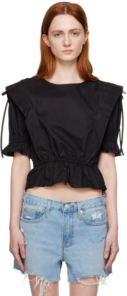 FRAME Black Ruched Blouse Cover