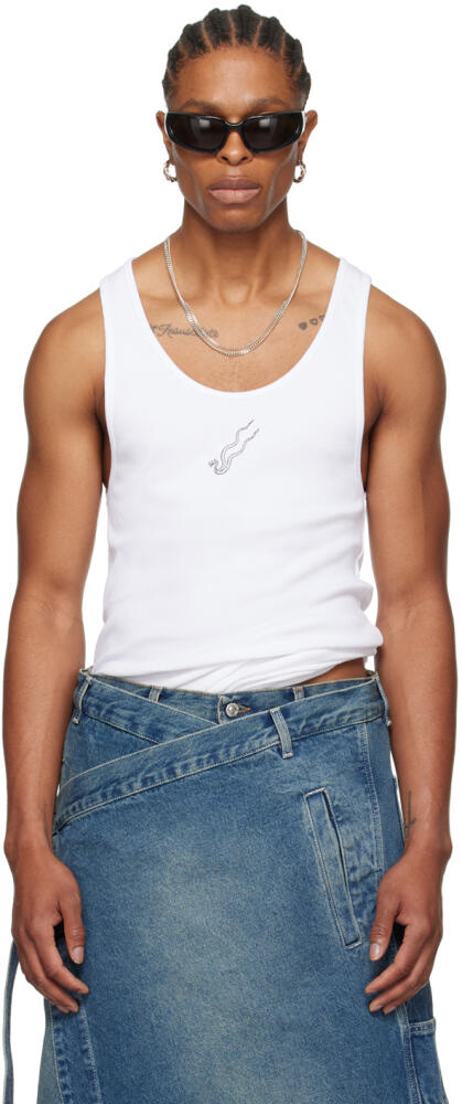 LU'U DAN White Embroidered Tank Top Cover