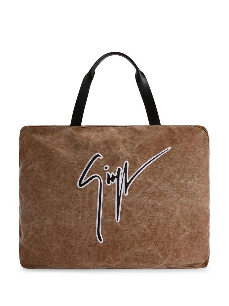 Giuseppe Zanotti GZ Weekend embroidered-logo tote bag - Brown Cover