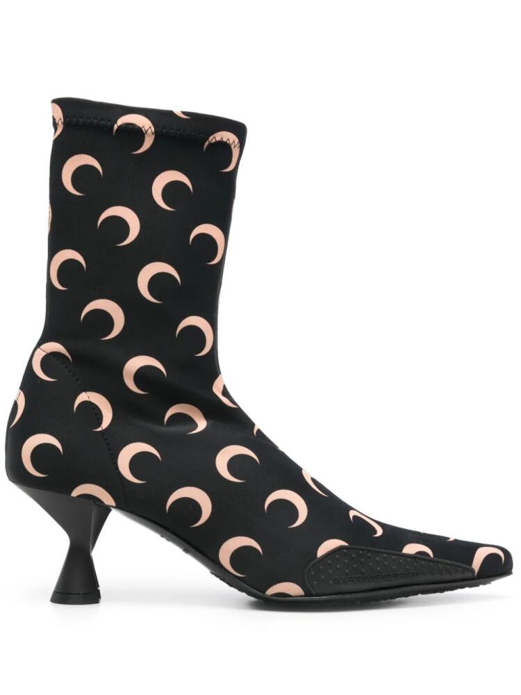 Marine Serre 60mm moon-printed jersey boots - Black Cover