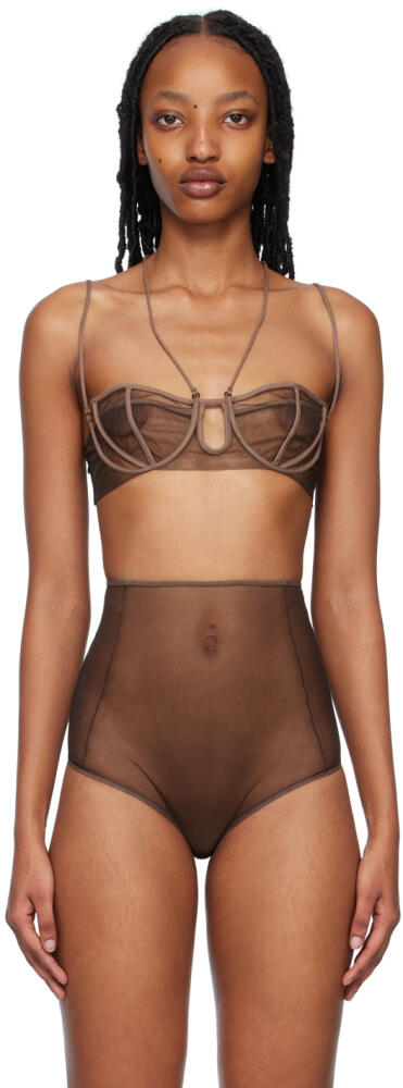 Nensi Dojaka SSENSE Exclusive Brown Triple Petal Bra Cover