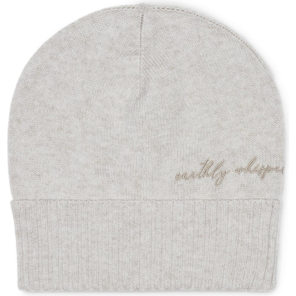 Brunello Cucinelli Virgin wool, cashmere and silk knit beanie with embroidery in Pearl Grey Cover