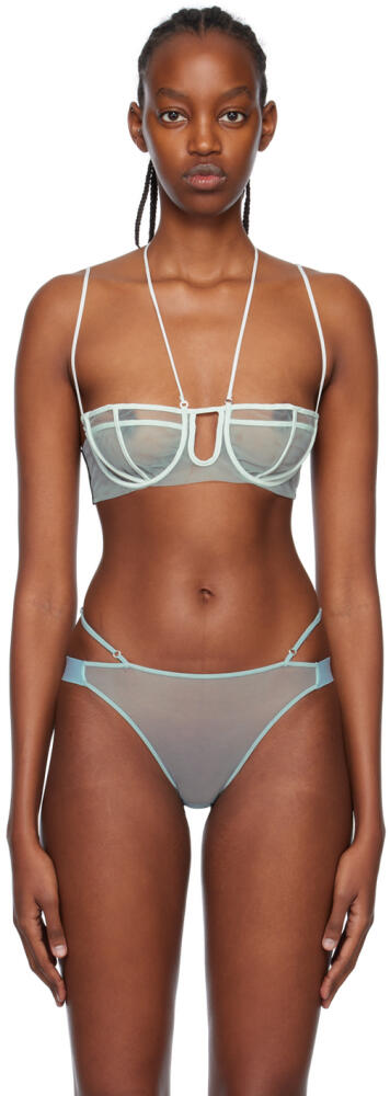 Nensi Dojaka SSENSE Exclusive Blue Triple Petal Bra Cover