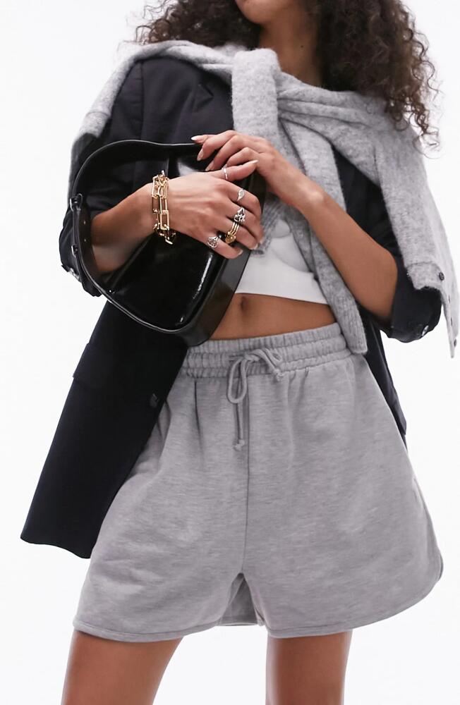 Topshop Drawstring Sweat Shorts in Grey Cover