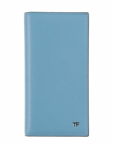 Tom Ford Woman Wallet Pastel blue Calfskin Cover