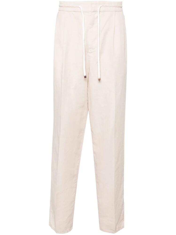 Brunello Cucinelli drawstring linen-blend chinos - Neutrals Cover