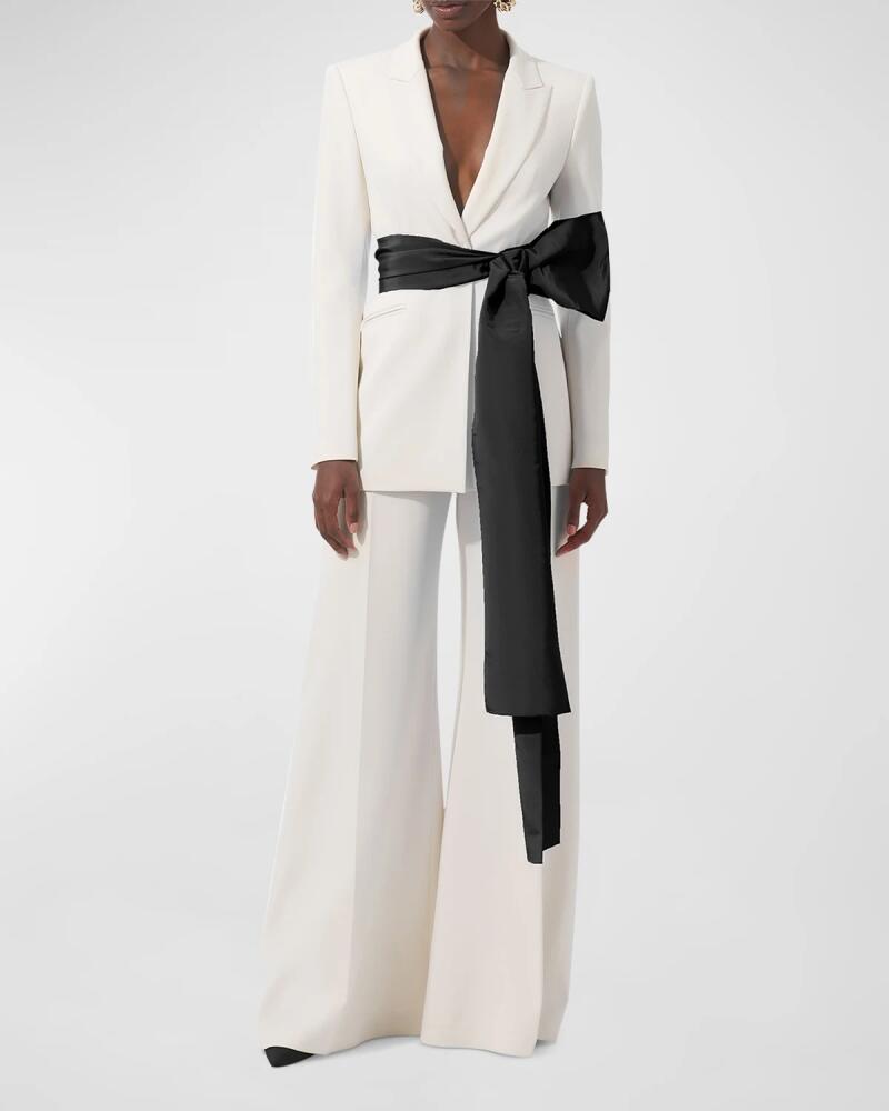 Carolina Herrera Tailored Blazer Jacket with Removable Faille Sash Cover