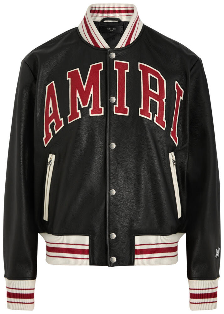 Amiri Logo Leather Varsity Jacket - Black Cover