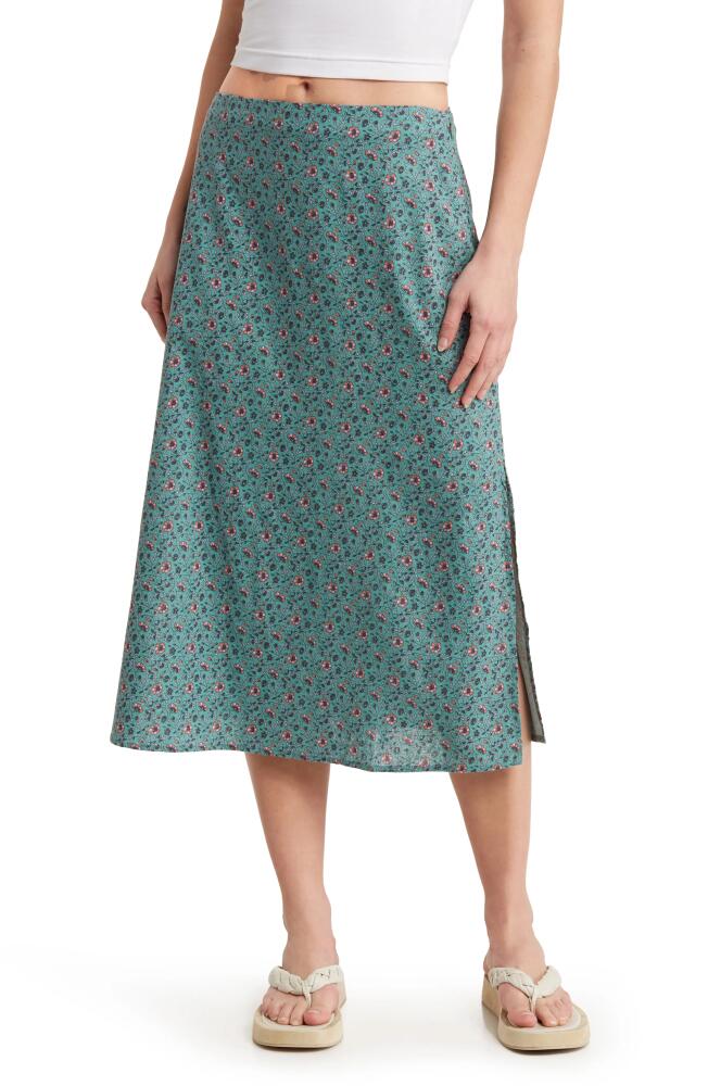 Marine Layer Ryan Floral Midi Slip Skirt in Deep Sea Floral Cover