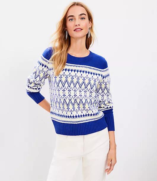 Loft Geo Fair Isle Mock Neck Sweater Cover