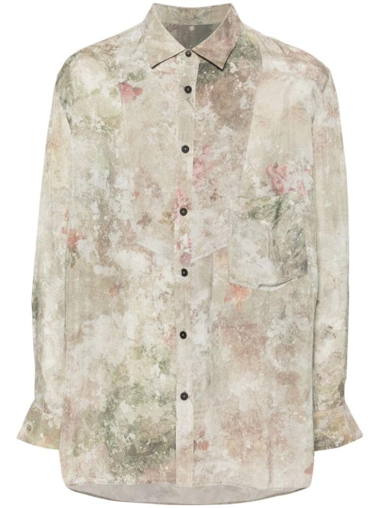 Ziggy Chen abstract-print silk shirt - Grey Cover