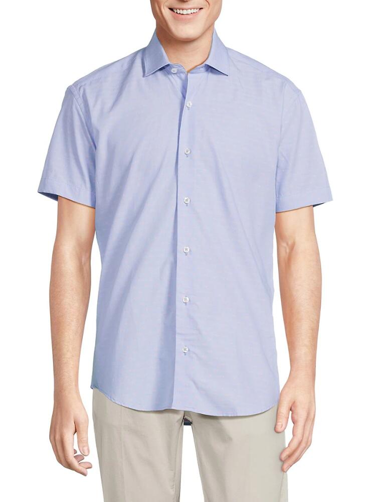 Bertigo Men's Polka Dot Short Sleeve Button Down Shirt - Blue Cover