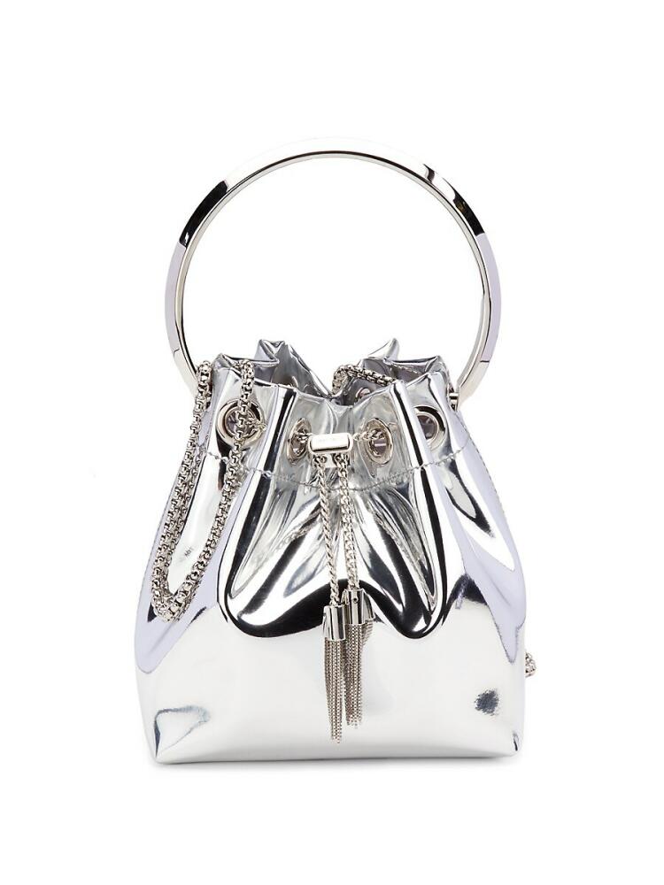 Jimmy Choo Women's Bon Bon Metallic Bucket Bag - Silver Cover