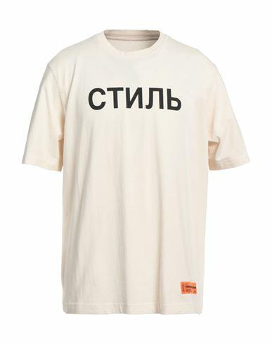 Heron Preston Man T-shirt Ivory Organic cotton, Polyester Cover