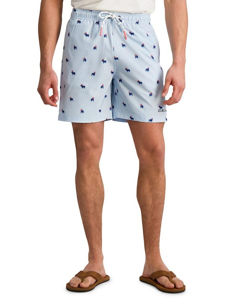 Ben Sherman Men's Bulldog Print Swim Trunks - Light Blue Cover