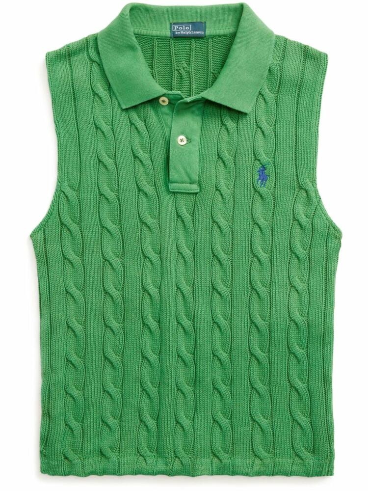 Polo Ralph Lauren cable-knit cotton polo top - Green Cover