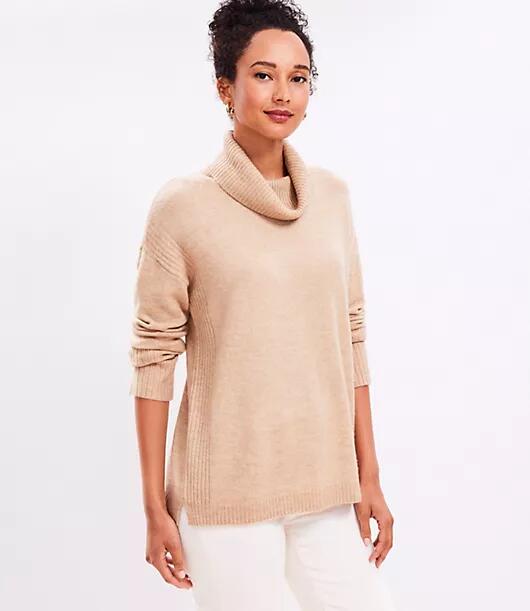 Loft Ribtrim Turtleneck Tunic Sweater Cover