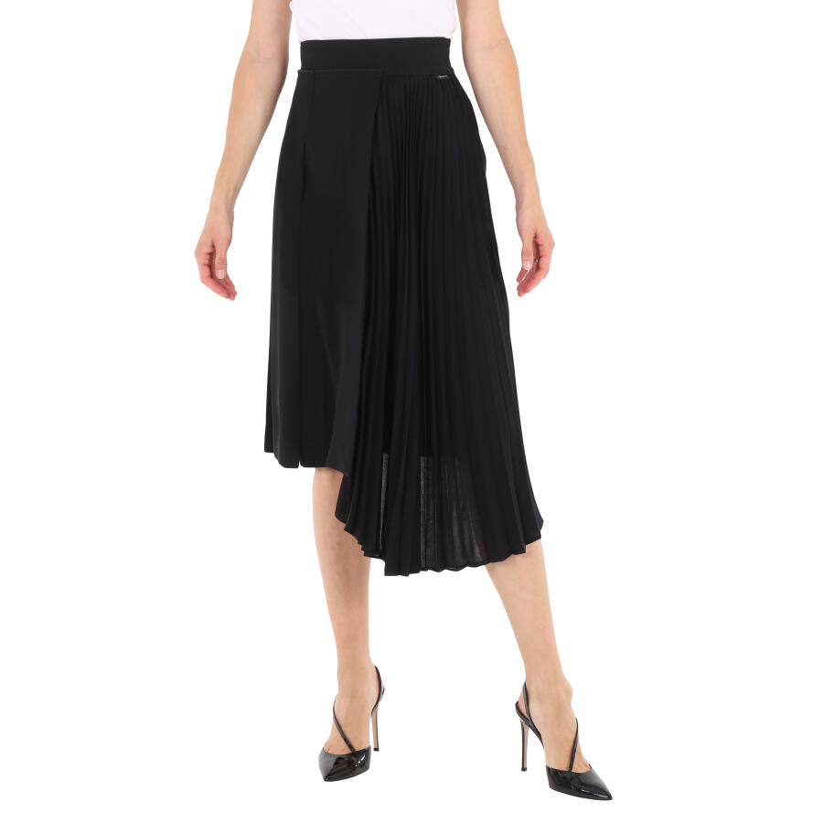 Moncler Ladies Black Asymmetric Pleated Skirt Cover