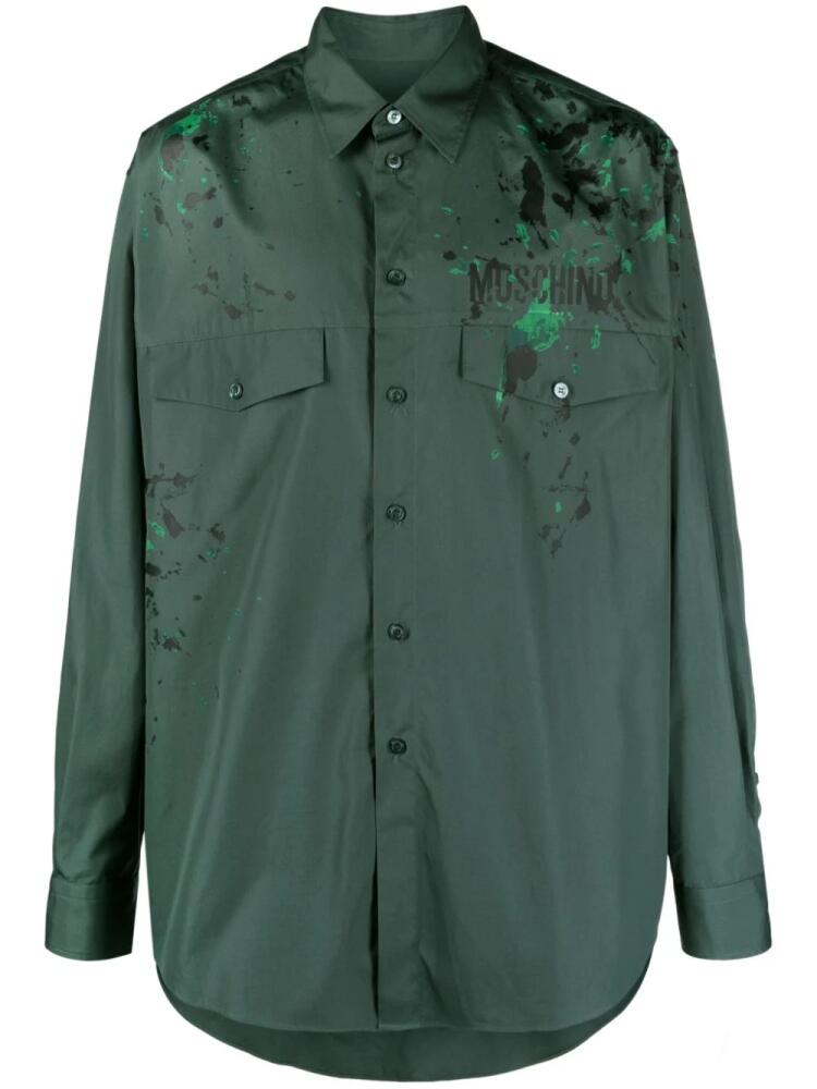 Moschino logo-print cotton shirt - Green Cover