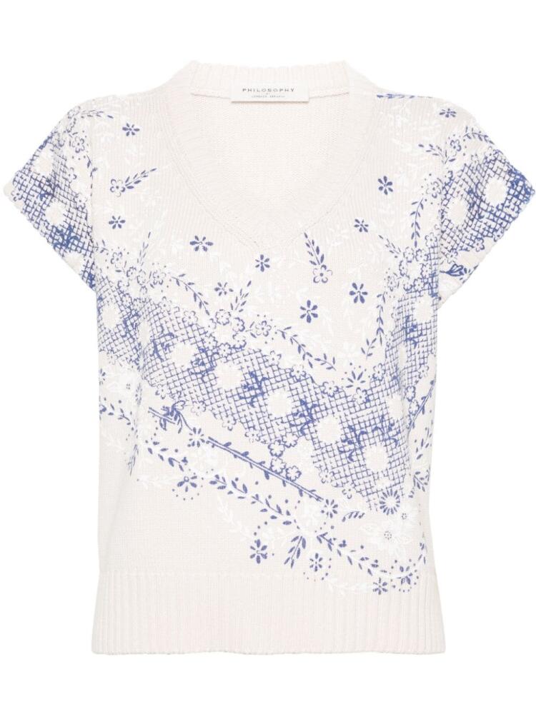 Philosophy Di Lorenzo Serafini floral-print knitted jumper - Neutrals Cover