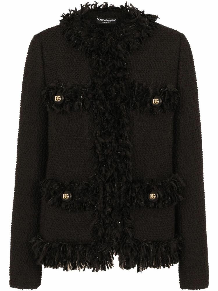 Dolce & Gabbana single-breasted bouclé jacket - Black Cover