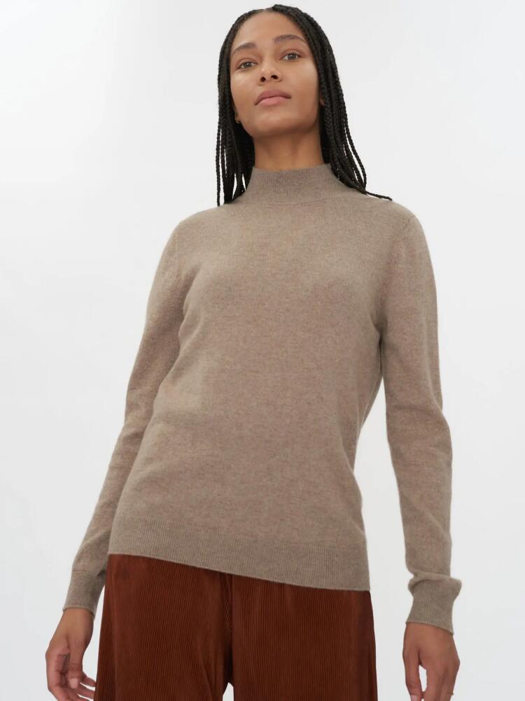 Gobi Cashmere Cashmere Mock Neck Sweater in Taupe Cover