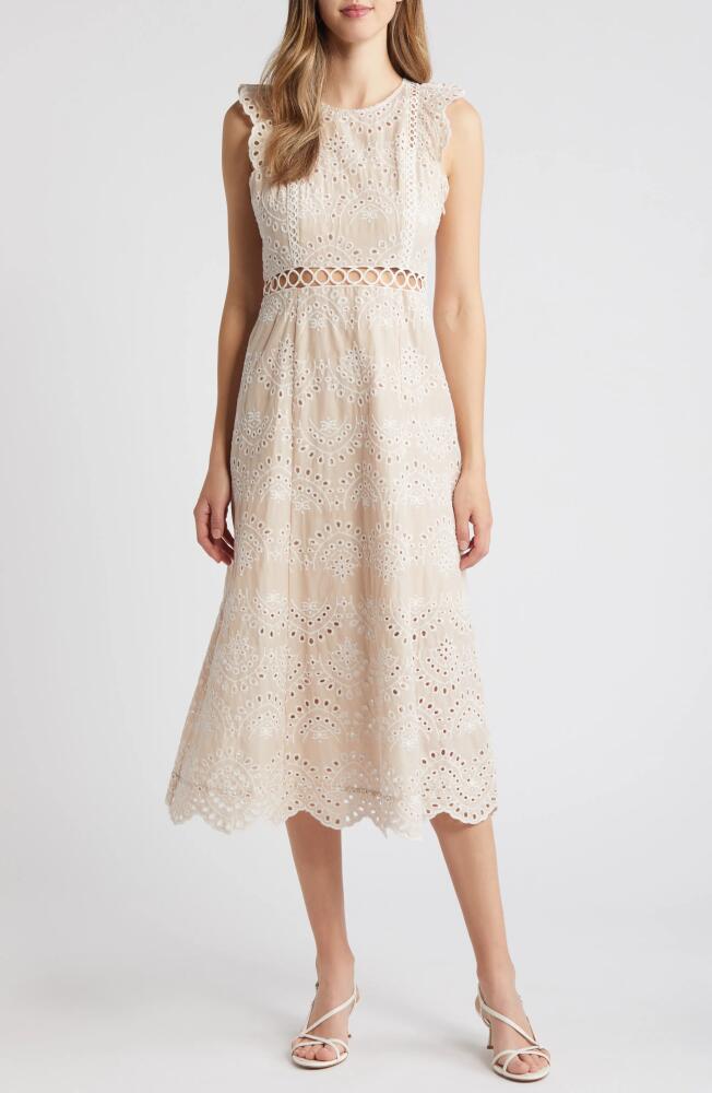 Sam Edelman Eyelet Midi Dress in Natural Cover