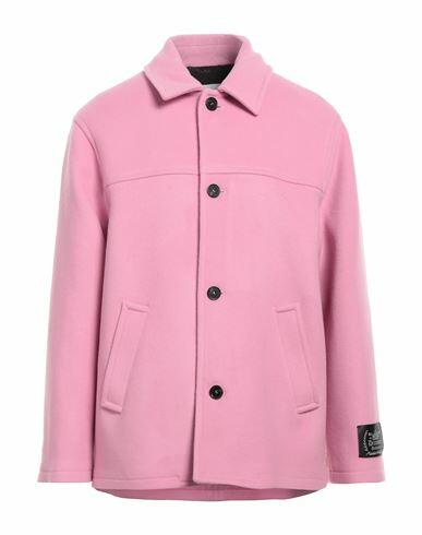 Msgm Man Coat Pink Virgin Wool, Polyamide Cover