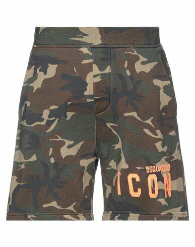 Dsquared2 Man Shorts & Bermuda Shorts Military green Cotton, Elastane Cover