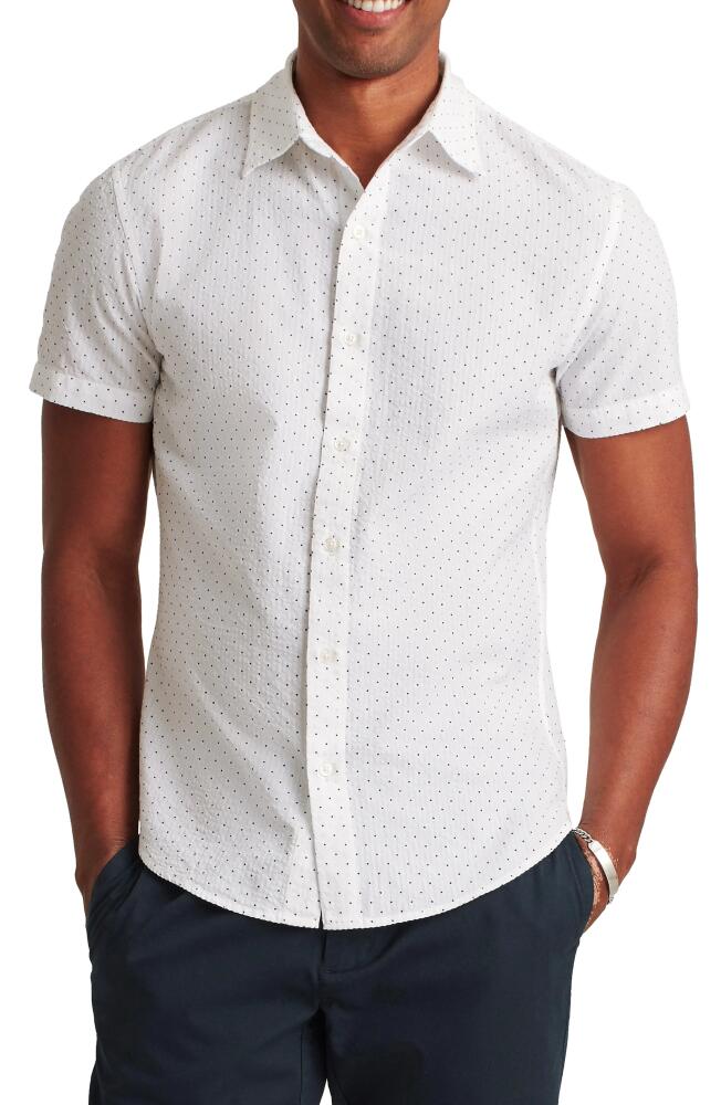 Bonobos Riviera Slim Fit Dot Short Sleeve Button-Up Shirt in Seersucker Dot - Blue Cover