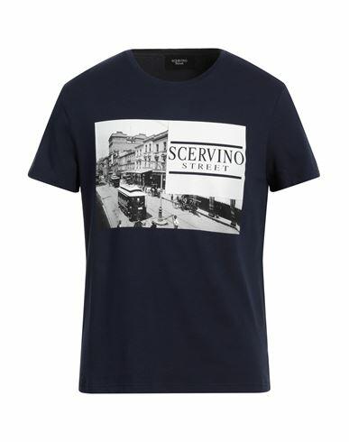 Ermanno Scervino Man T-shirt Navy blue Cotton, Elastane Cover