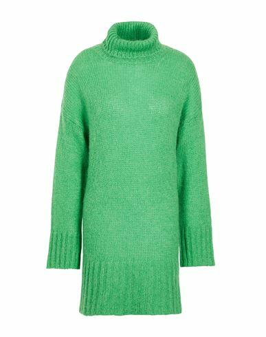 8 By Yoox Knit Roll-neck Mini Dress Woman Mini dress Green Acrylic, Polyamide, Mohair wool Cover