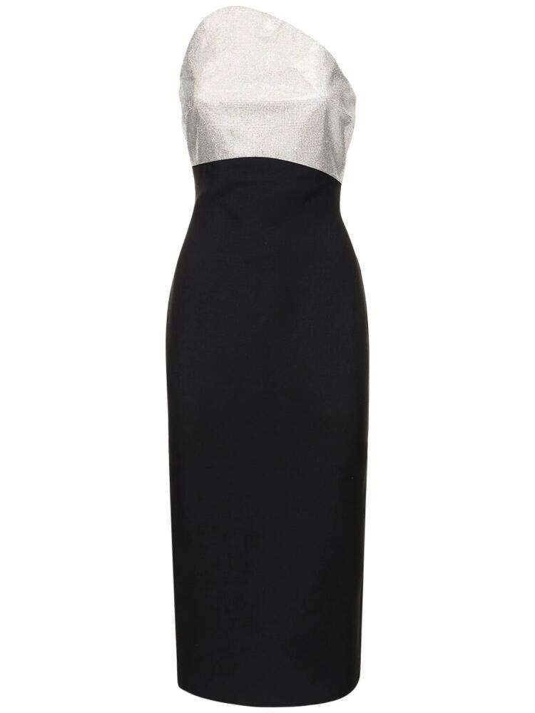 ROLAND MOURET Strapless Silk & Wool Midi Dress Cover