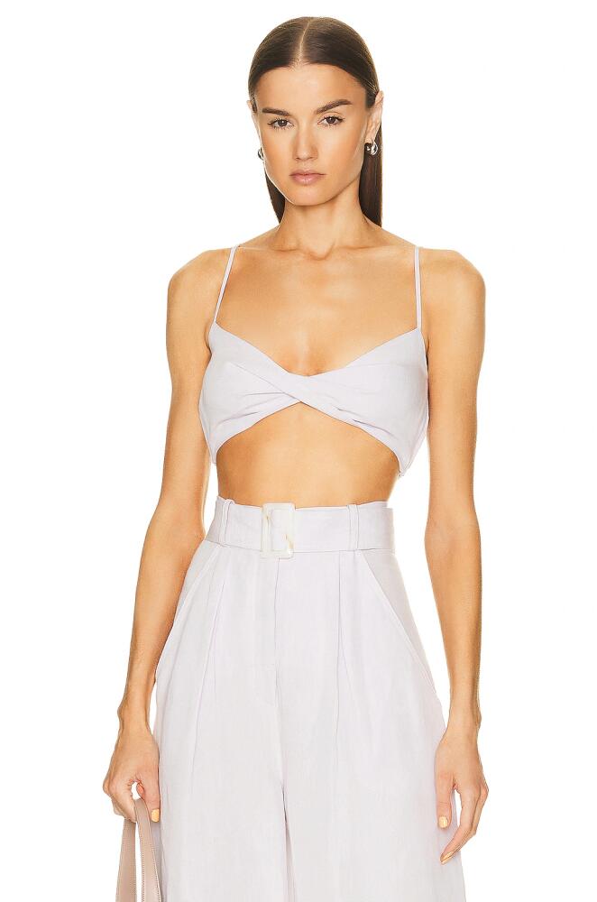 MATTHEW BRUCH Twist Bandeau Crop Top in Lavender Cover